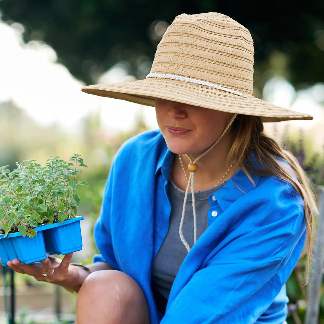 360FIVE Everyday Hat - Aloe Fedora Gardening Straw Wide Brim Sun Hat